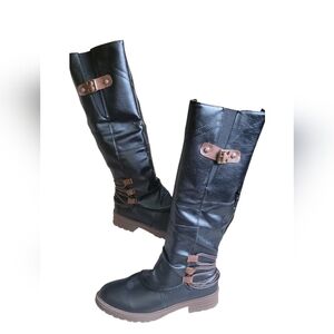 Stylish Black and Brown Knee High Women's Boots